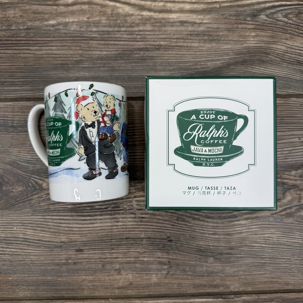 Ralph Lauren Polo Christmas Bear Ralph's Coffee Mug In Box Porcelain White NEW - Picture 4 of 6